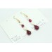 Gold Plated 925 Sterling Silver Earrings Natural Red Ruby Stone & Pearls 2.2"